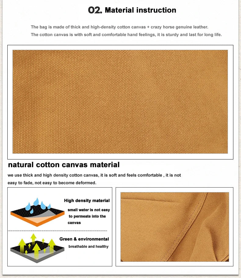 Fashion Vintage Leather Canvas Backpack Men School Bag drawstring backpack male Rucksack Teenager
