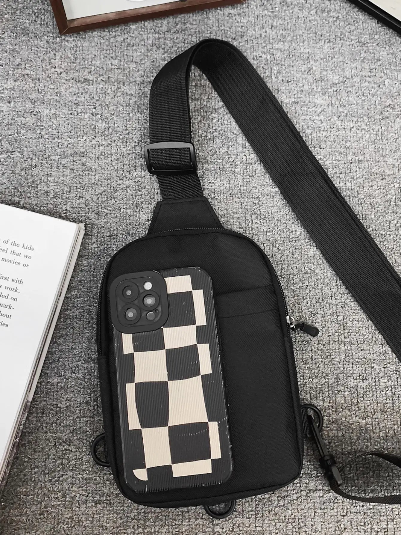 Mini Sling Bag, Black Bag, Fashion Shoulder Bag, Casual Chest Bag Backpack Variable Waist Bag, Mobile Phone Bag