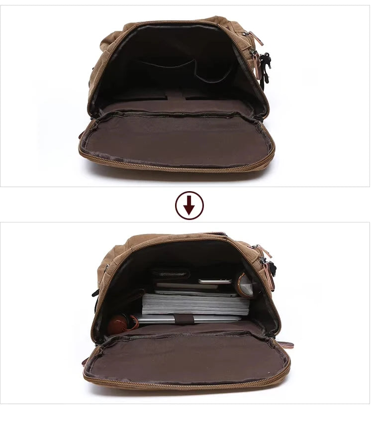 Large Canvas Travel Backpack Men Laptop Backpack Bag for Outdoor Travel Hiking Sports School Durable Men's Rucksack