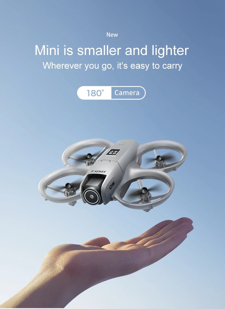 2025 NEW D16 Mini Drone with 180° Electric Adjustable 8K HD Camera WiFi Light Flow Drone Pocket Obstacle Avoidance Rc Quadcopter