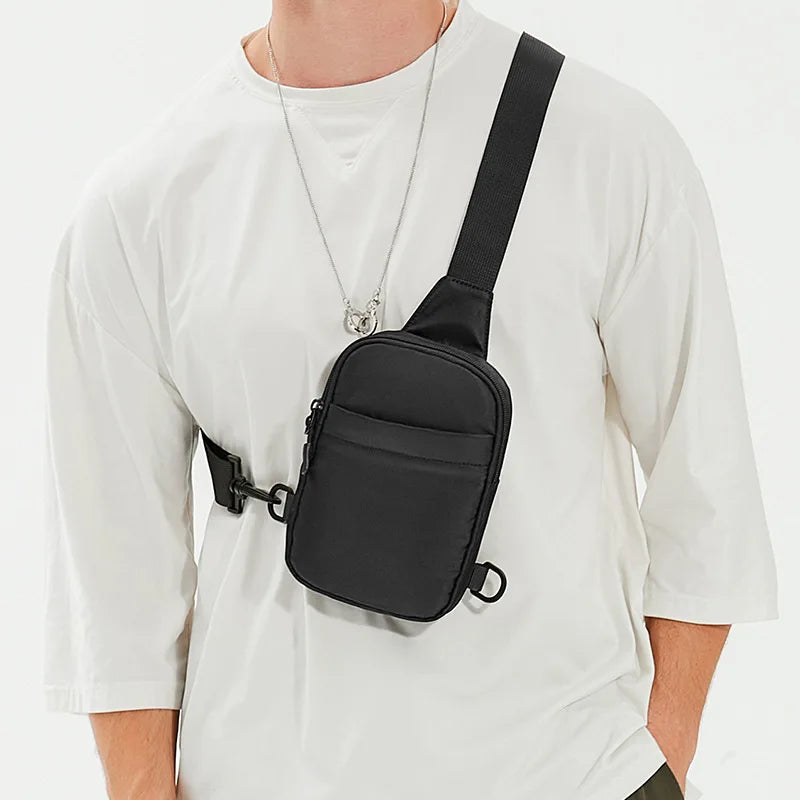 Mini Sling Bag, Black Bag, Fashion Shoulder Bag, Casual Chest Bag Backpack Variable Waist Bag, Mobile Phone Bag
