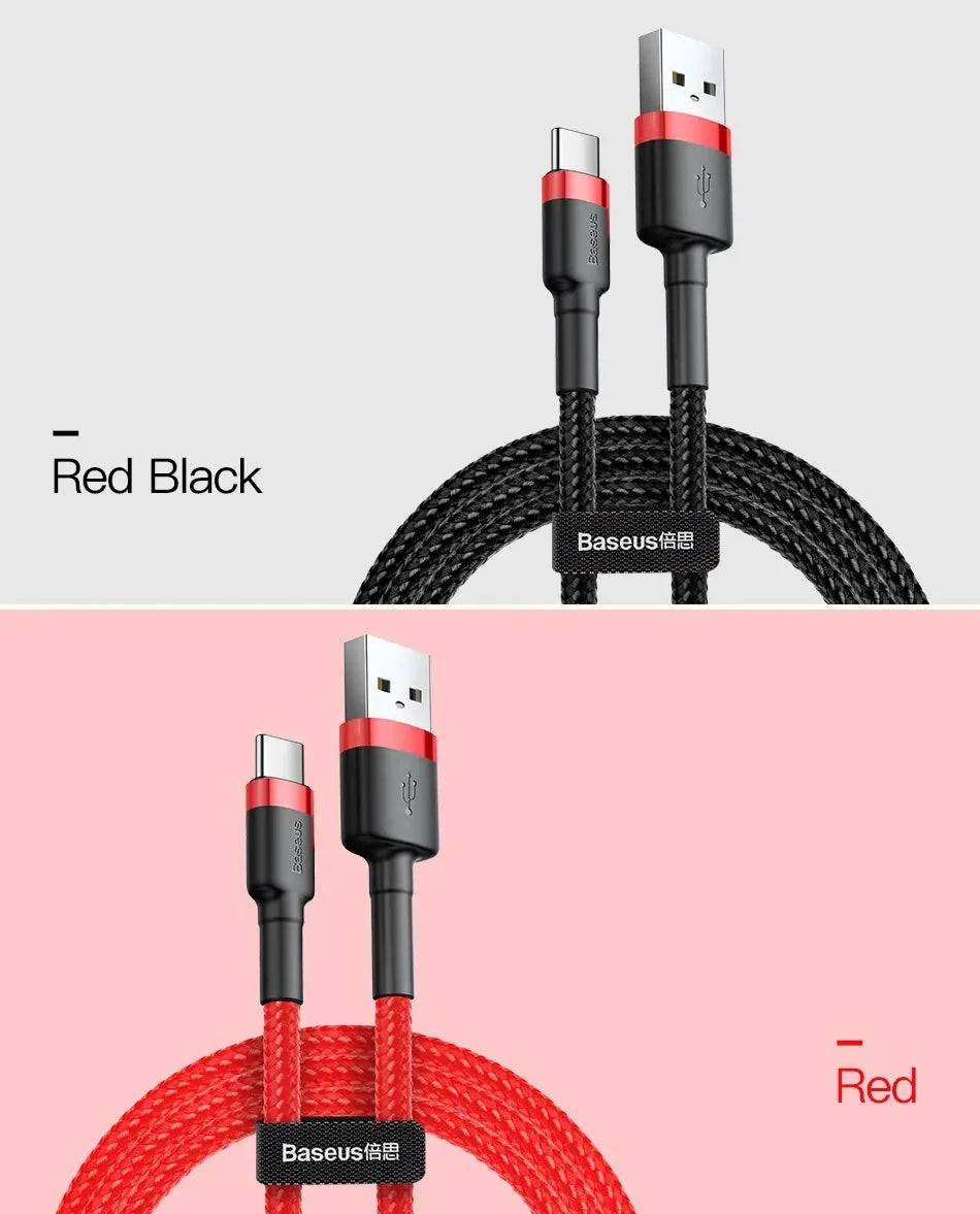 Baseus USB C Cable for oneplus 12 Quick Charge 3.0USB C Cable Fast Charging Cable Type C for Huawei Xiaomi 13 USB-C Charger Wire