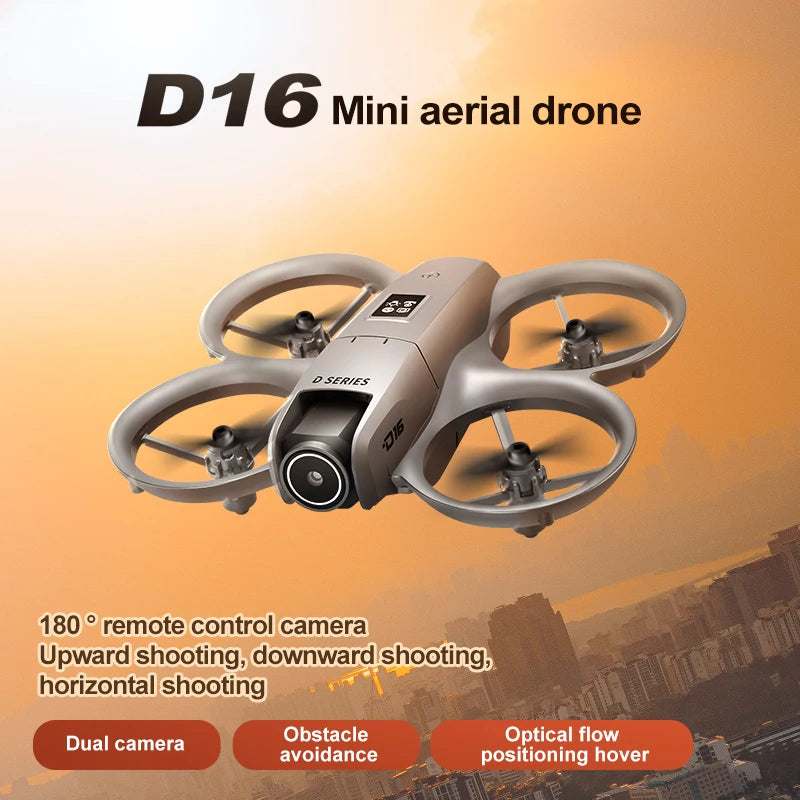 2025 NEW D16 Mini Drone with 180° Electric Adjustable 8K HD Camera WiFi Light Flow Drone Pocket Obstacle Avoidance Rc Quadcopter