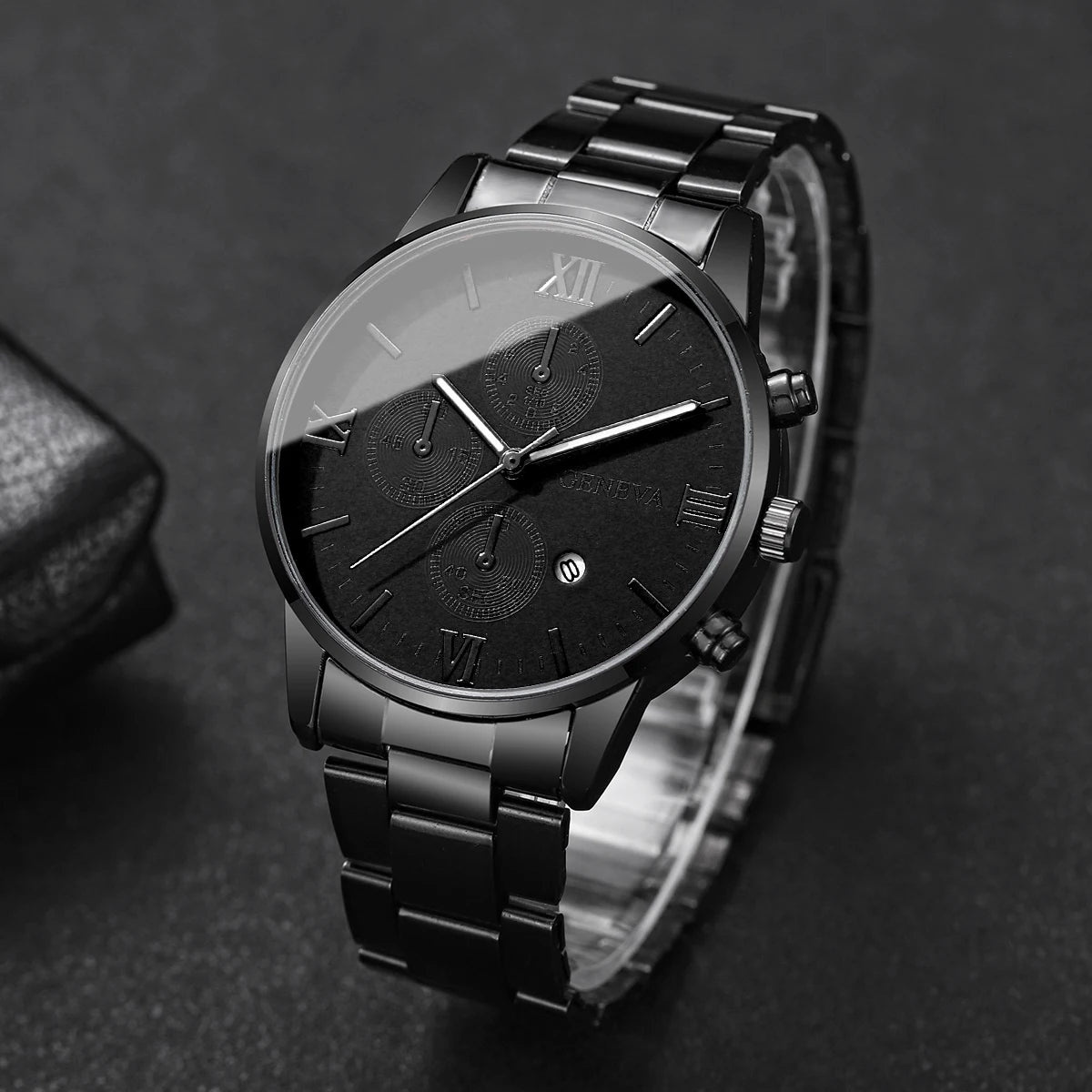 Luxury Mens Business Watches Fashion Roma Dial Men Quartz Watch Calendar Wristwatches for Man Clock Reloj Hombre(Without Box)