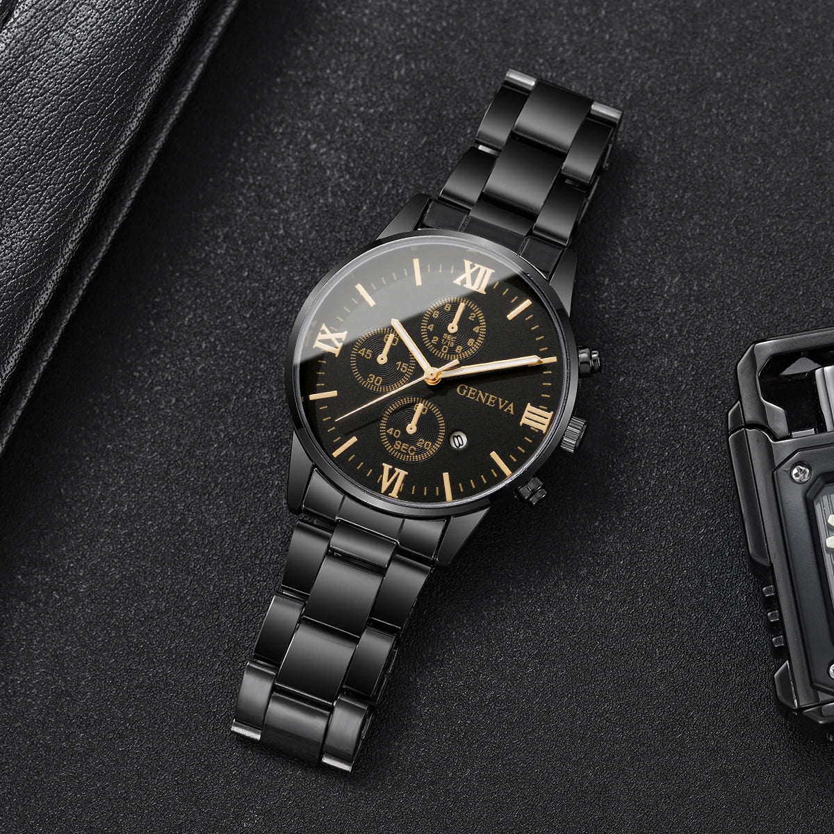 Luxury Mens Business Watches Fashion Roma Dial Men Quartz Watch Calendar Wristwatches for Man Clock Reloj Hombre(Without Box)