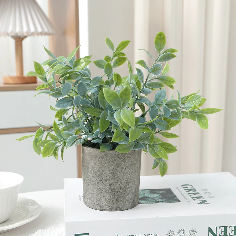 1/2PCS Artificial Plants Potted Eucalyptus Plant Small Fake Flower Bonsai With Pot Plant Desktop Office Home Restaurant Decor
