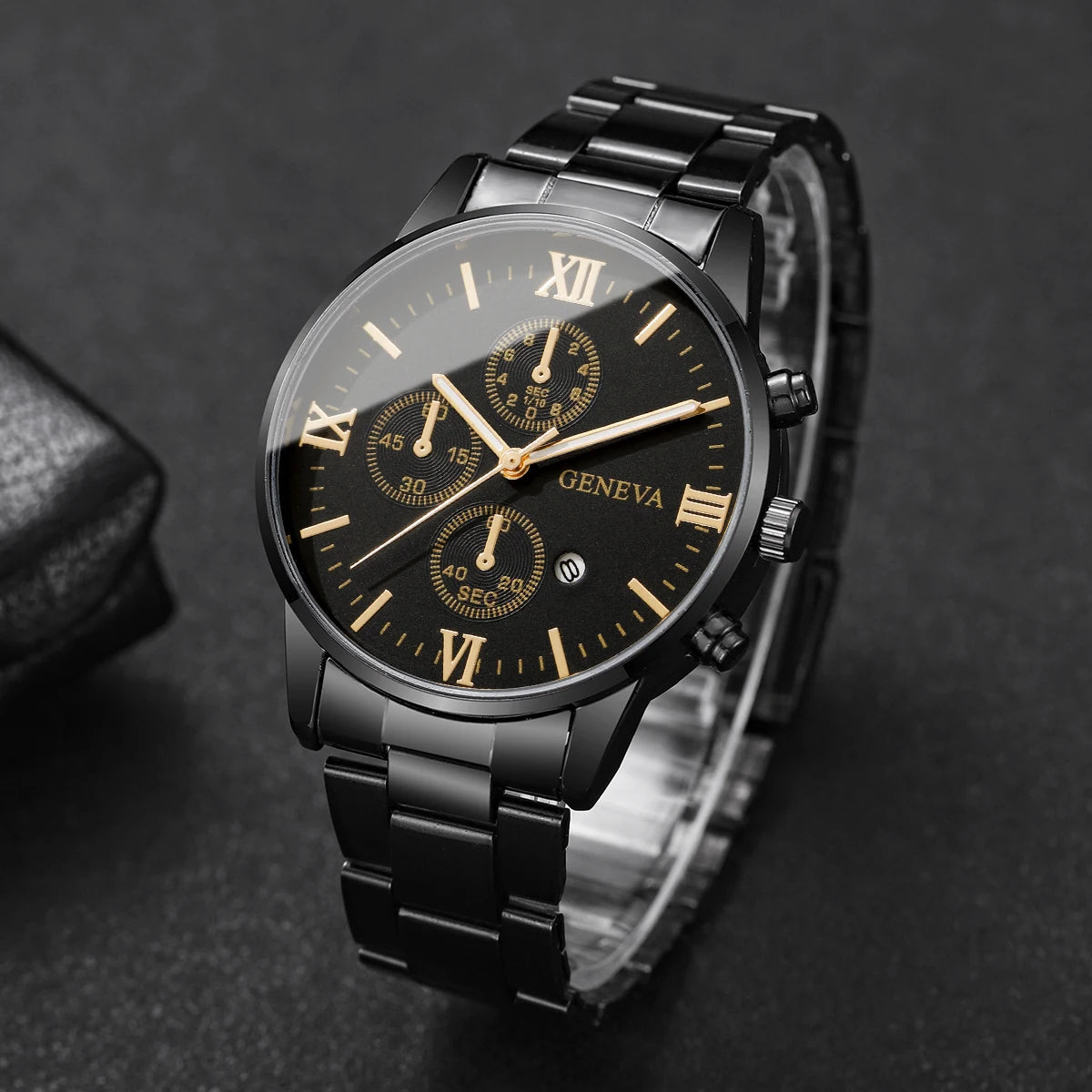 Luxury Mens Business Watches Fashion Roma Dial Men Quartz Watch Calendar Wristwatches for Man Clock Reloj Hombre(Without Box)
