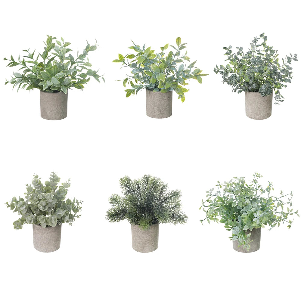 1/2PCS Artificial Plants Potted Eucalyptus Plant Small Fake Flower Bonsai With Pot Plant Desktop Office Home Restaurant Decor