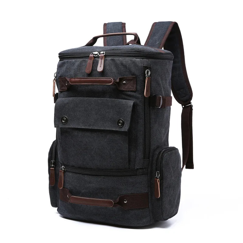 Large Canvas Travel Backpack Men Laptop Backpack Bag for Outdoor Travel Hiking Sports School Durable Men's Rucksack