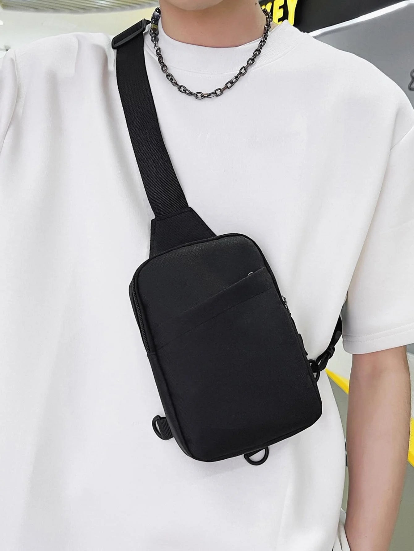 Mini Sling Bag, Black Bag, Fashion Shoulder Bag, Casual Chest Bag Backpack Variable Waist Bag, Mobile Phone Bag