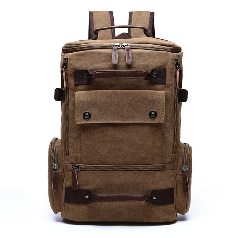 Large Canvas Travel Backpack Men Laptop Backpack Bag for Outdoor Travel Hiking Sports School Durable Men's Rucksack