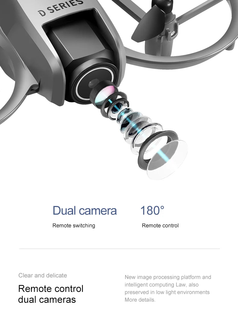 2025 NEW D16 Mini Drone with 180° Electric Adjustable 8K HD Camera WiFi Light Flow Drone Pocket Obstacle Avoidance Rc Quadcopter