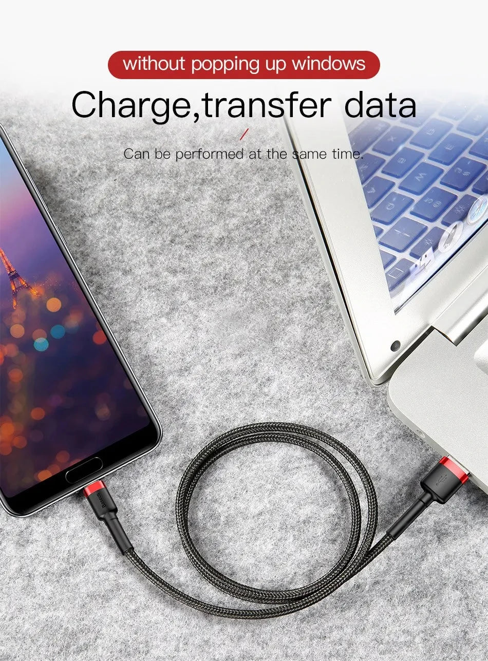 Baseus USB C Cable for oneplus 12 Quick Charge 3.0USB C Cable Fast Charging Cable Type C for Huawei Xiaomi 13 USB-C Charger Wire