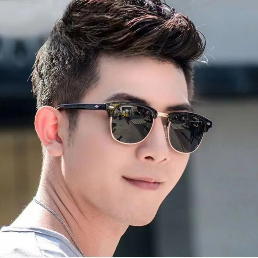 Classic UV Protection Summer Sunglasses for Men Oval Frame Driving Eyewear for Women