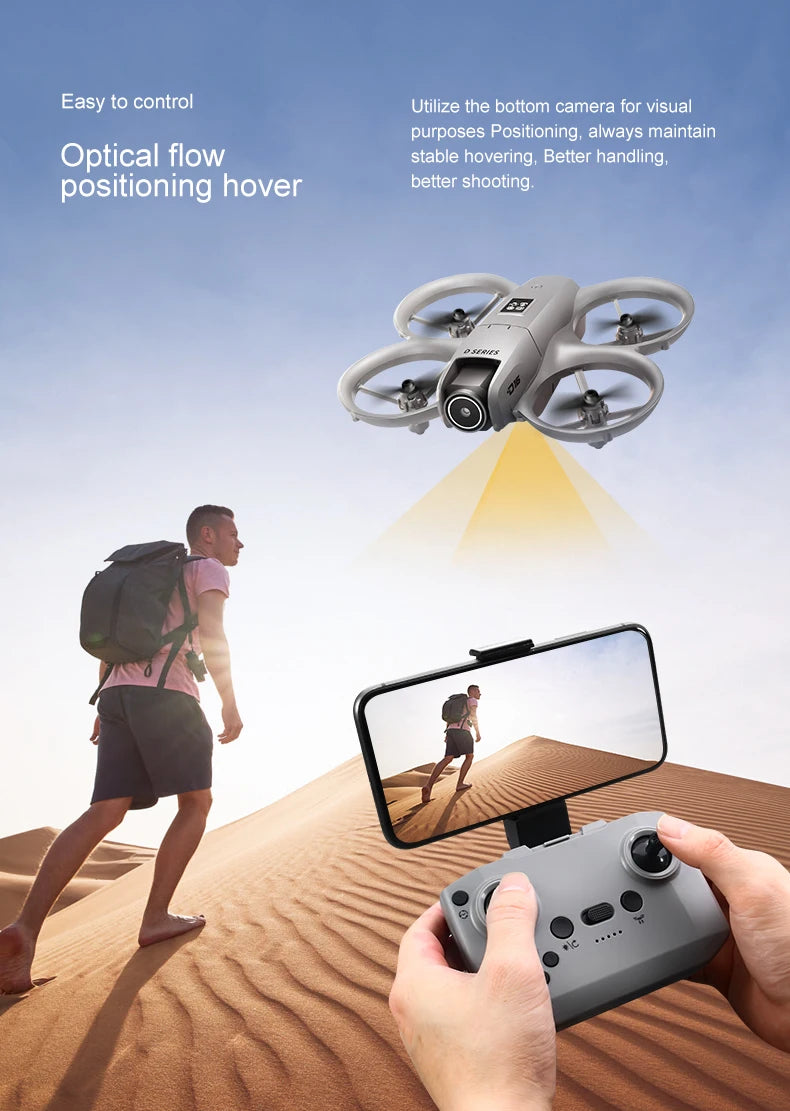 2025 NEW D16 Mini Drone with 180° Electric Adjustable 8K HD Camera WiFi Light Flow Drone Pocket Obstacle Avoidance Rc Quadcopter