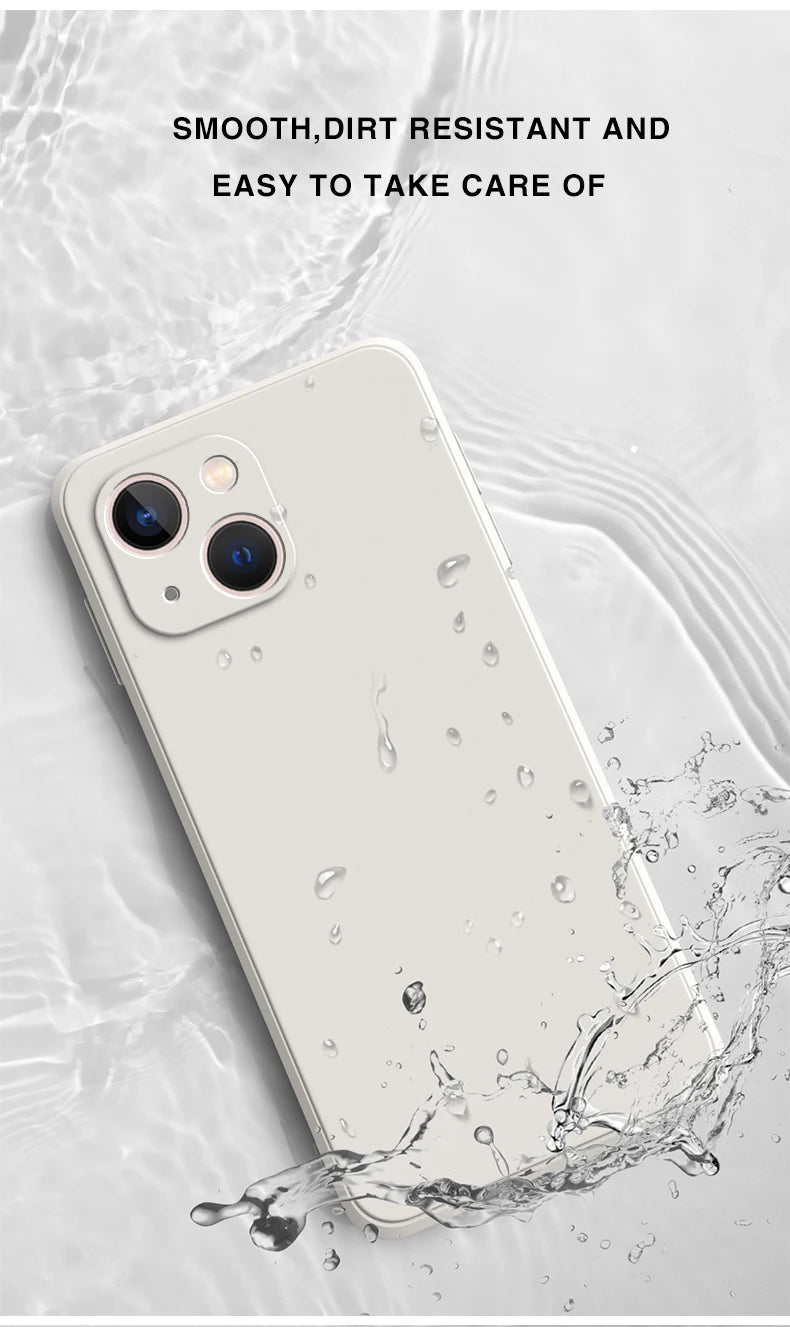 Square Square Liquid Silicone Phone Case for iPhone 14 Plus 11 12 13 14 Pro Max 12 13 mini Luxury Camera Protective Cover