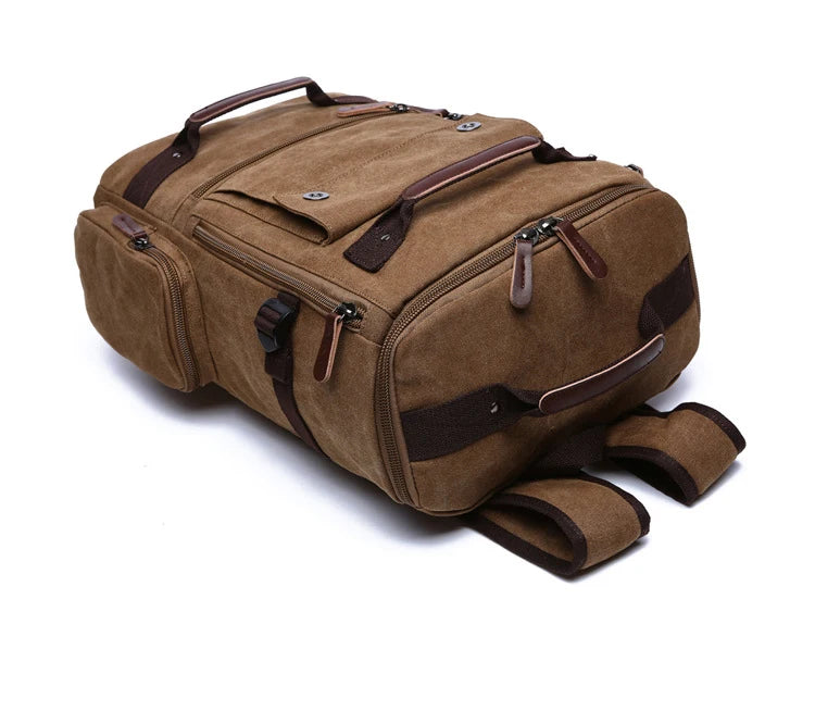 Large Canvas Travel Backpack Men Laptop Backpack Bag for Outdoor Travel Hiking Sports School Durable Men's Rucksack