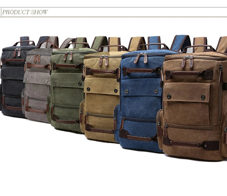 Large Canvas Travel Backpack Men Laptop Backpack Bag for Outdoor Travel Hiking Sports School Durable Men's Rucksack