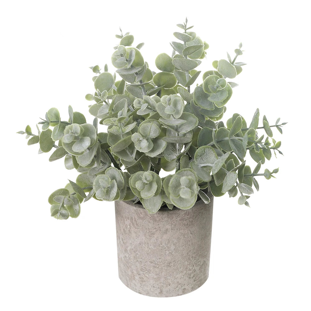 1/2PCS Artificial Plants Potted Eucalyptus Plant Small Fake Flower Bonsai With Pot Plant Desktop Office Home Restaurant Decor