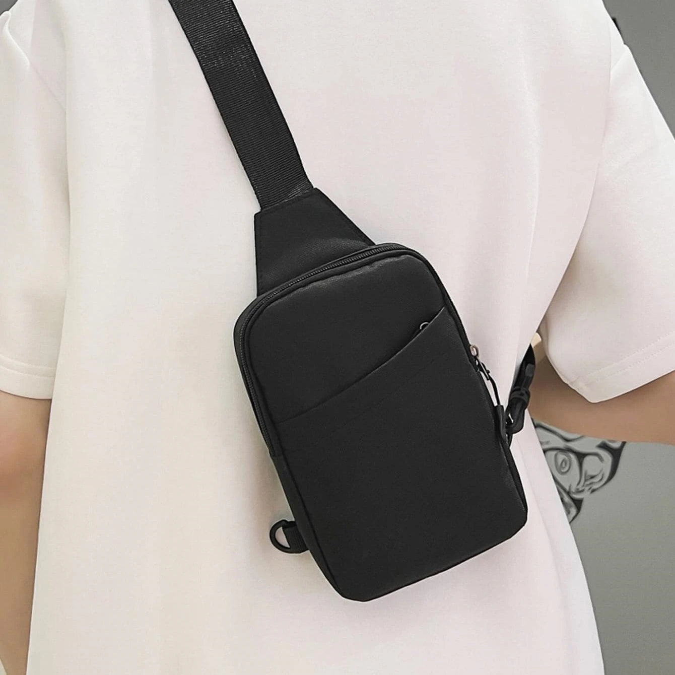 Mini Sling Bag, Black Bag, Fashion Shoulder Bag, Casual Chest Bag Backpack Variable Waist Bag, Mobile Phone Bag