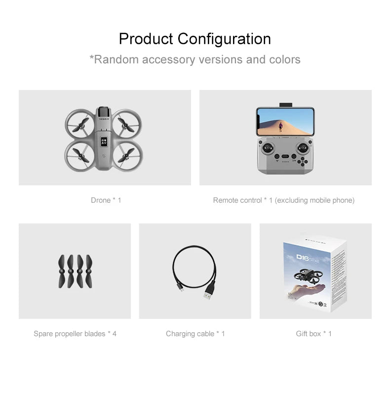 2025 NEW D16 Mini Drone with 180° Electric Adjustable 8K HD Camera WiFi Light Flow Drone Pocket Obstacle Avoidance Rc Quadcopter