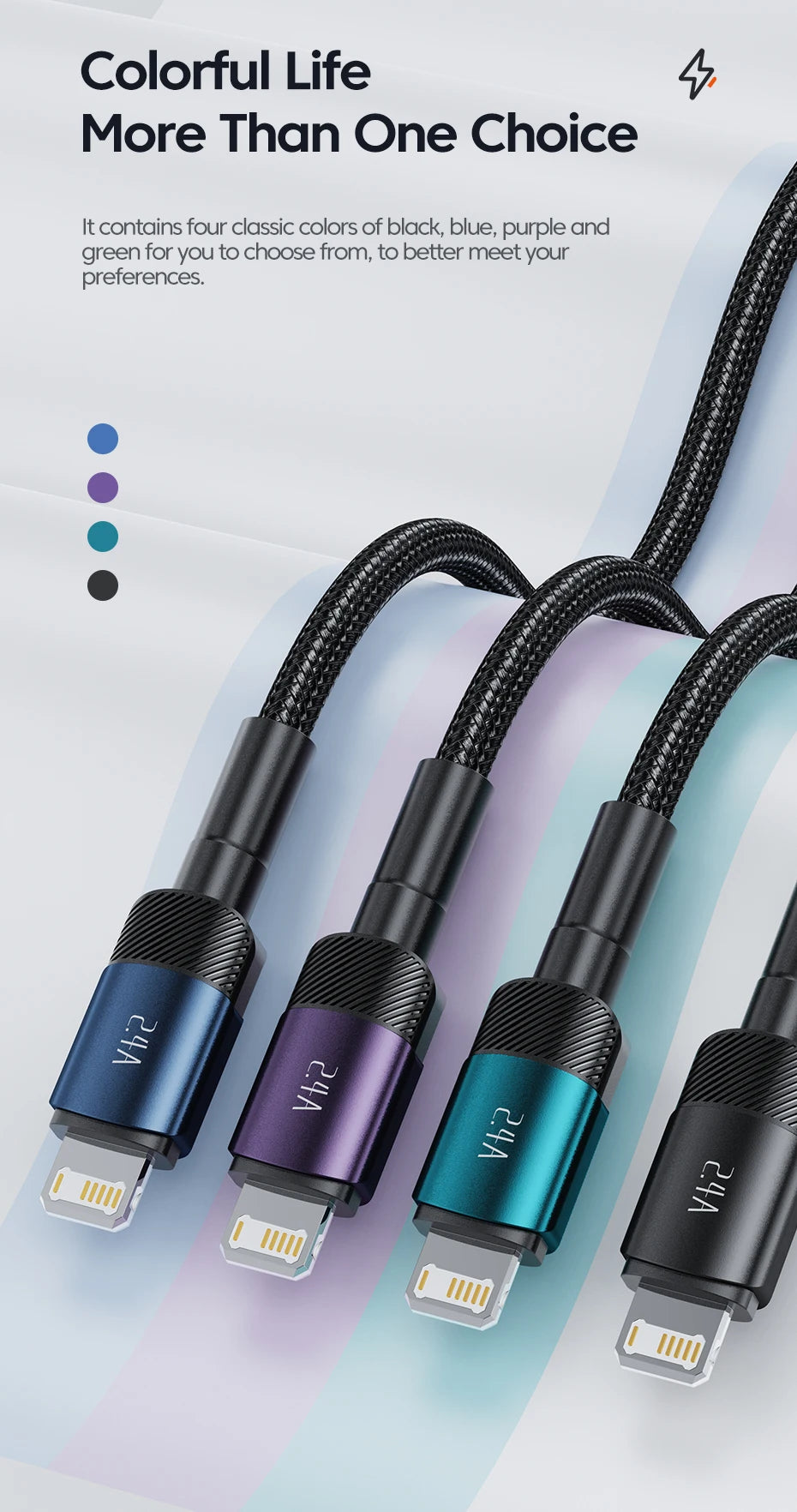 Toocki USB Cable For iPhone 14 13 12 Pro Max X XS XR 8 7 Plus iPad Fast Charging Charger USB To iP Cable For iPhone Data Cord