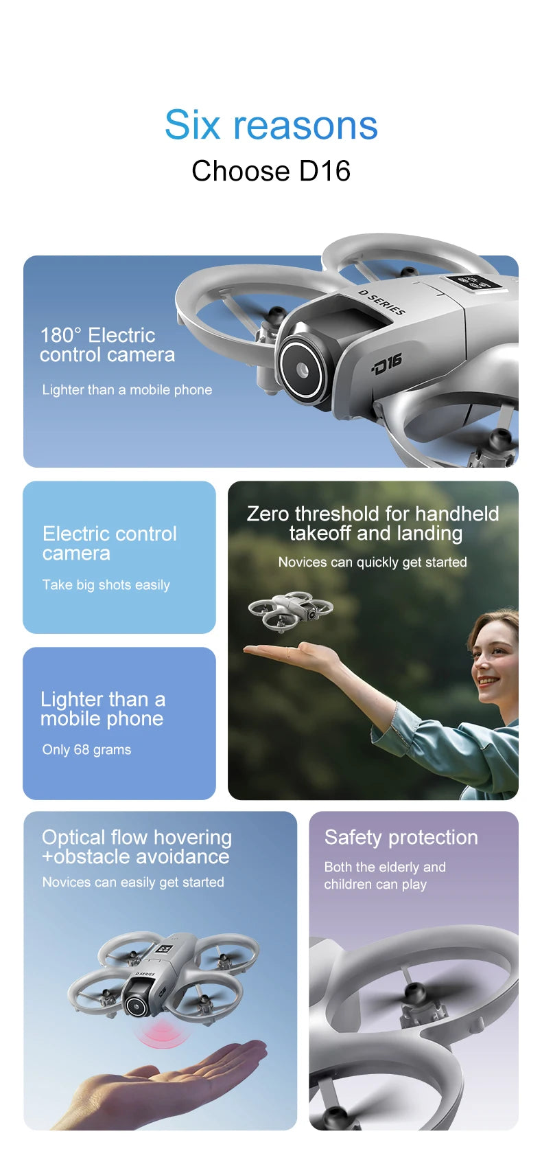 2025 NEW D16 Mini Drone with 180° Electric Adjustable 8K HD Camera WiFi Light Flow Drone Pocket Obstacle Avoidance Rc Quadcopter