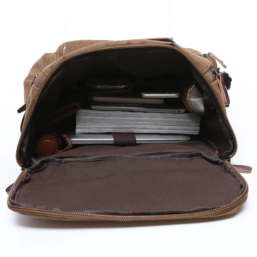 Large Canvas Travel Backpack Men Laptop Backpack Bag for Outdoor Travel Hiking Sports School Durable Men's Rucksack