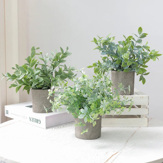1/2PCS Artificial Plants Potted Eucalyptus Plant Small Fake Flower Bonsai With Pot Plant Desktop Office Home Restaurant Decor