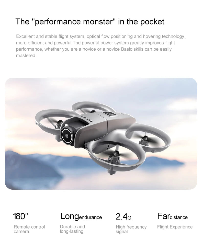 2025 NEW D16 Mini Drone with 180° Electric Adjustable 8K HD Camera WiFi Light Flow Drone Pocket Obstacle Avoidance Rc Quadcopter