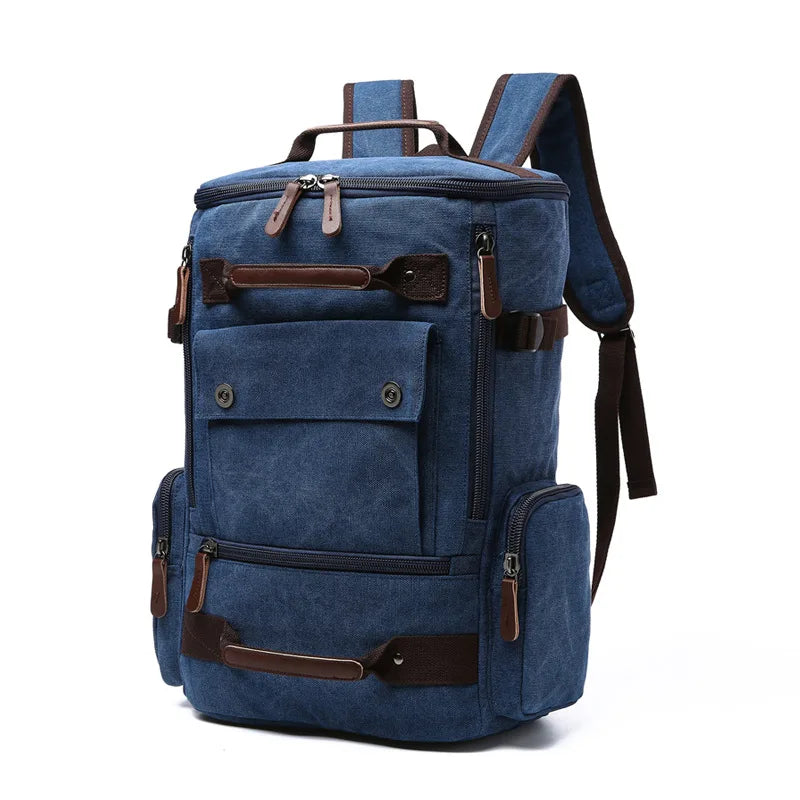 Large Canvas Travel Backpack Men Laptop Backpack Bag for Outdoor Travel Hiking Sports School Durable Men's Rucksack