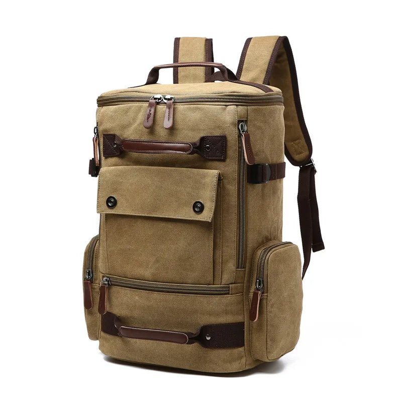 Large Canvas Travel Backpack Men Laptop Backpack Bag for Outdoor Travel Hiking Sports School Durable Men's Rucksack